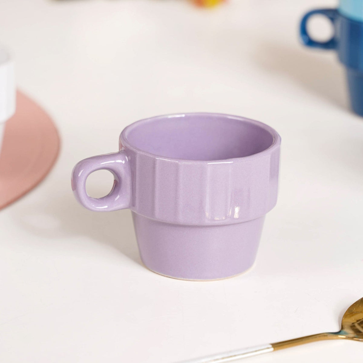 Stackable Mini Tea Cup Set Of 6 Kaori Ocean Tones 90ml