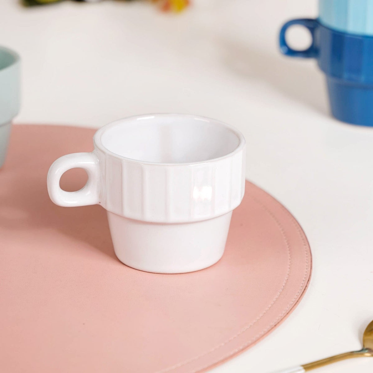 Stackable Mini Tea Cup Set Of 6 Kaori Ocean Tones 90ml