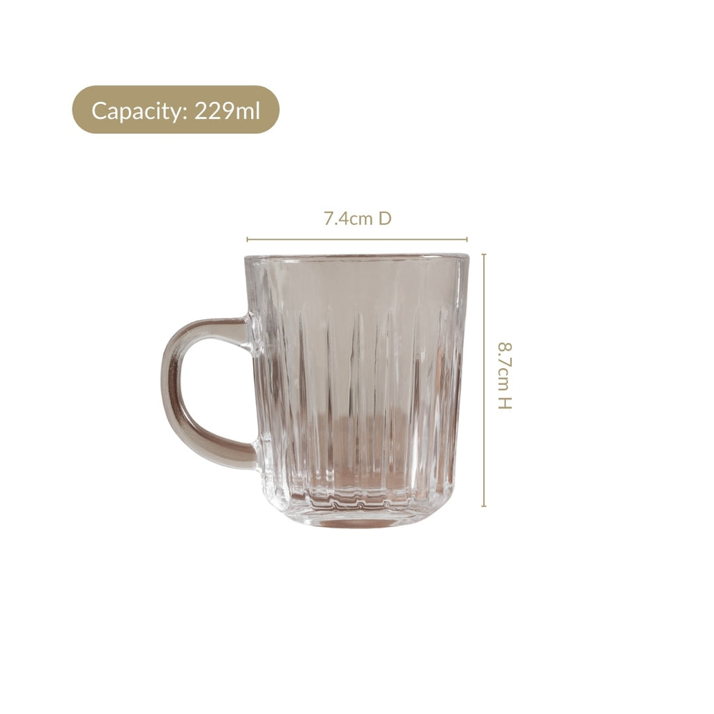 Modern Ribbed Embossed Mugs Set Of 6 229ml