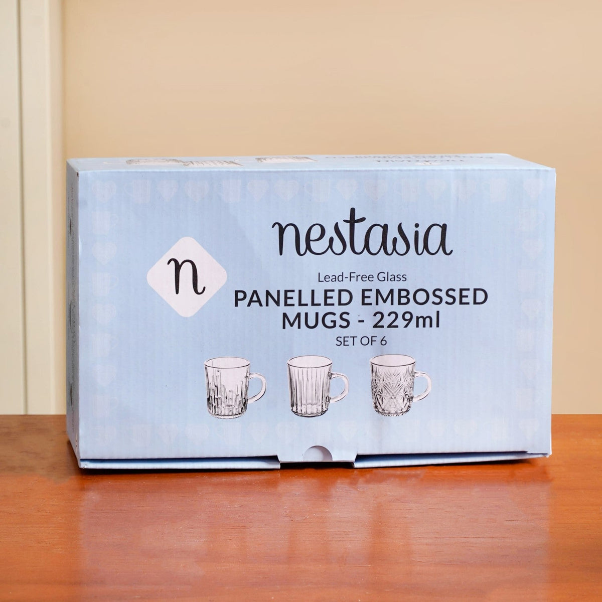 Modern Ribbed Embossed Mugs Set Of 6 229ml