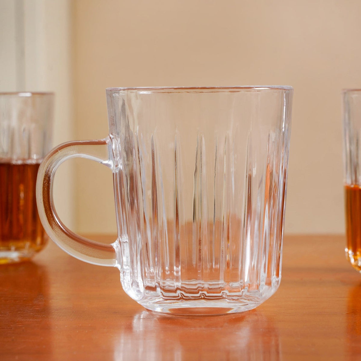 Modern Ribbed Embossed Mugs Set Of 6 229ml