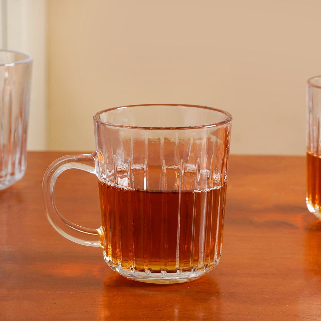 Modern Ribbed Embossed Mugs Set Of 6 229ml