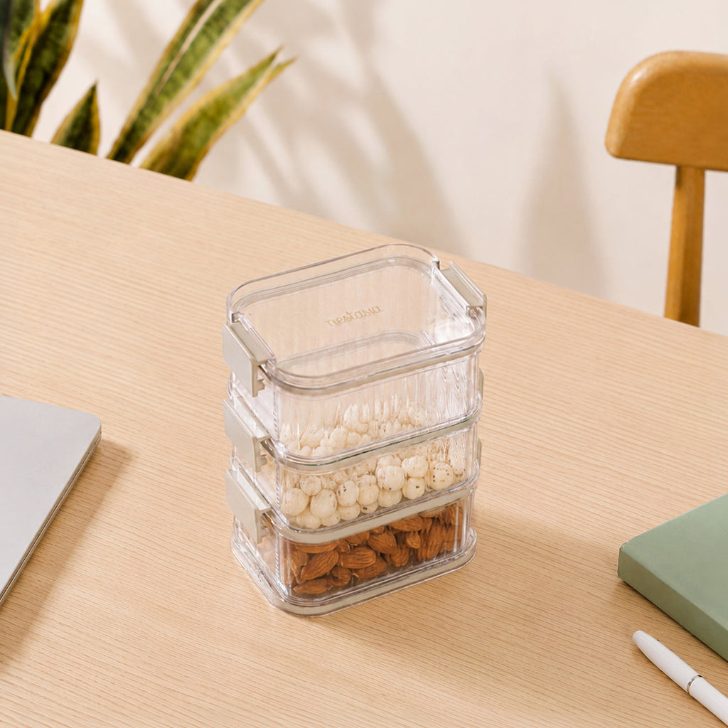 Multi Tiered Food Storage Containers With Clip Locks Set Of 3 780ml