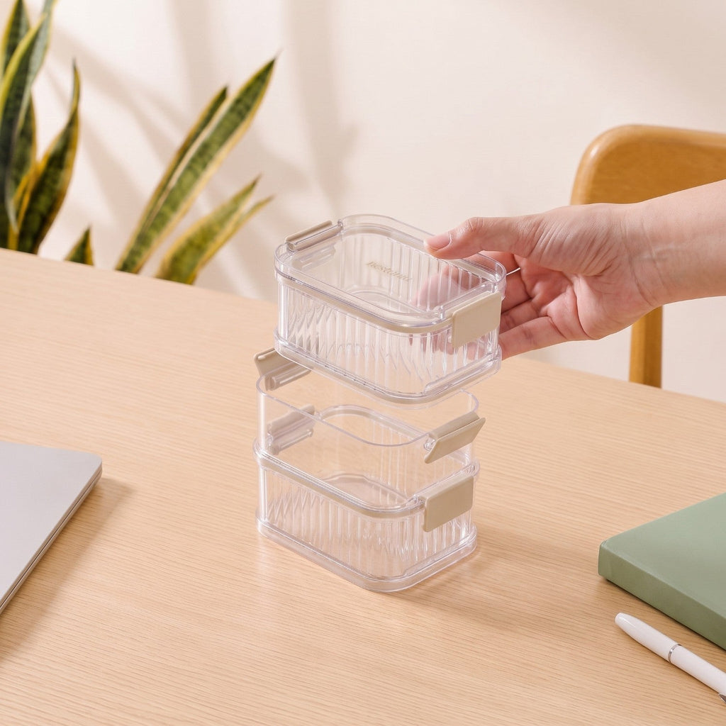 Multi Tiered Food Storage Containers With Clip Locks Set Of 3 780ml