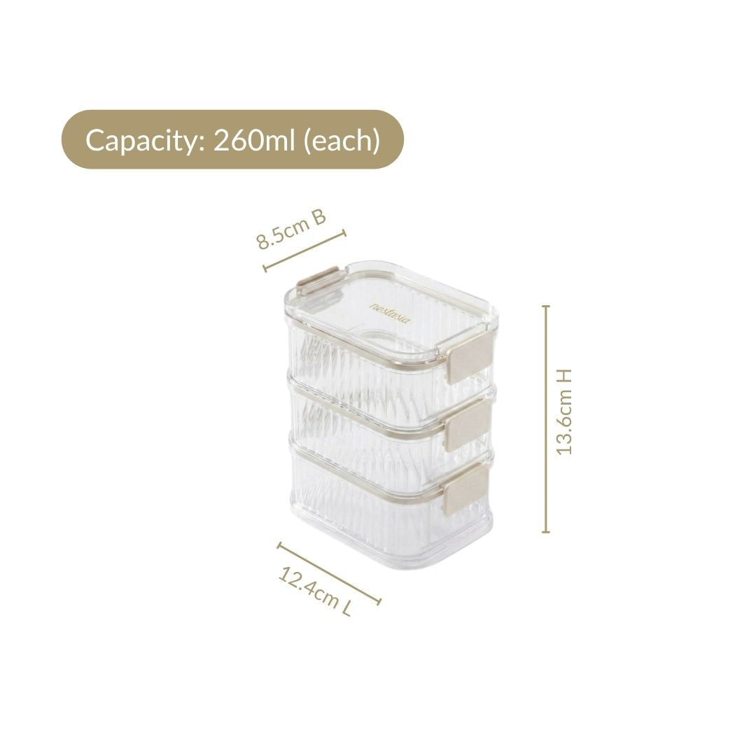 Multi Tiered Food Storage Containers With Clip Locks Set Of 3 780ml
