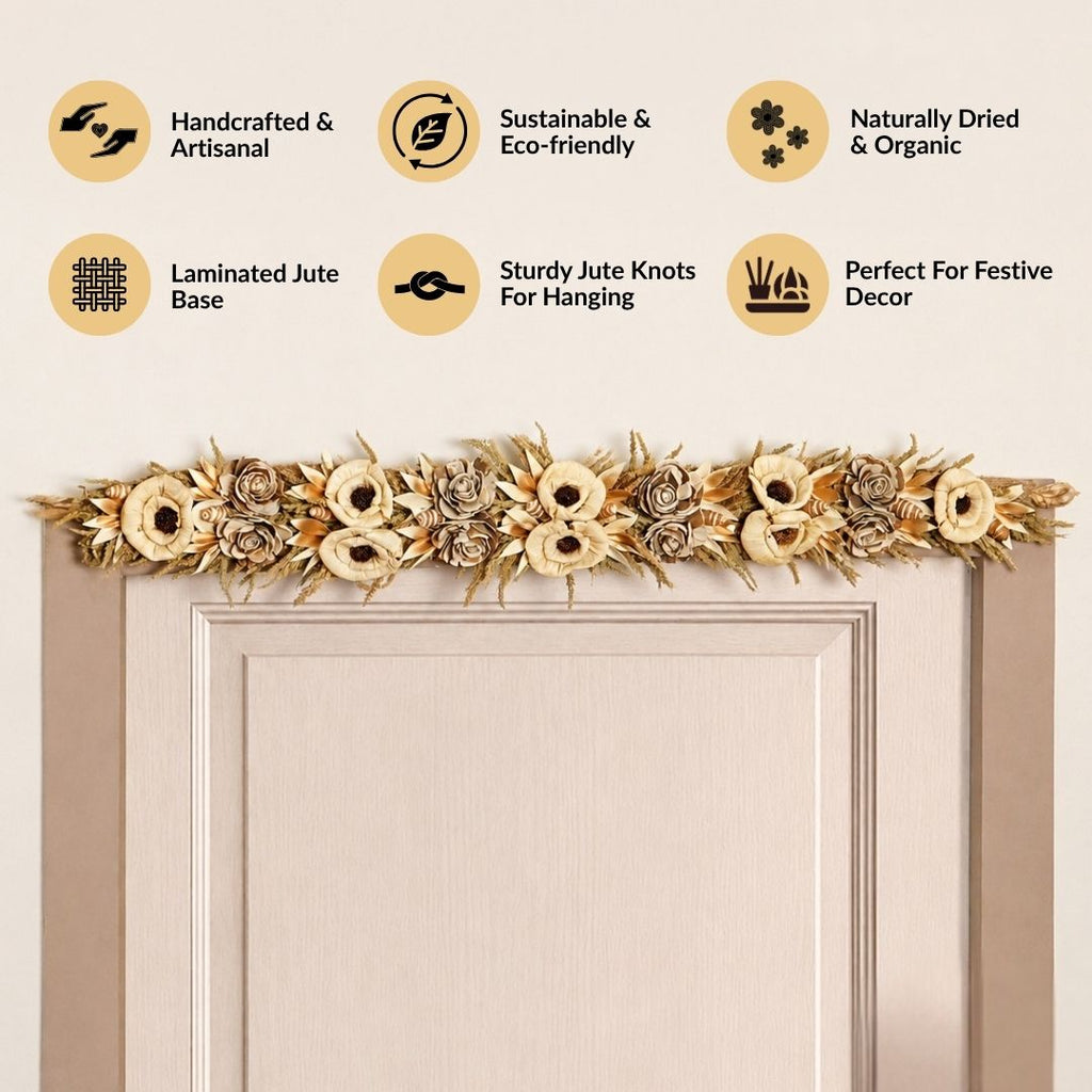 EcoPetal Dried Flowers Toran For Main Door 105x12cm