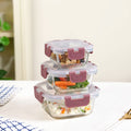 Nestro Airtight Food Storage Containers Square Set Of 3 Magenta 160ml 300ml 500ml