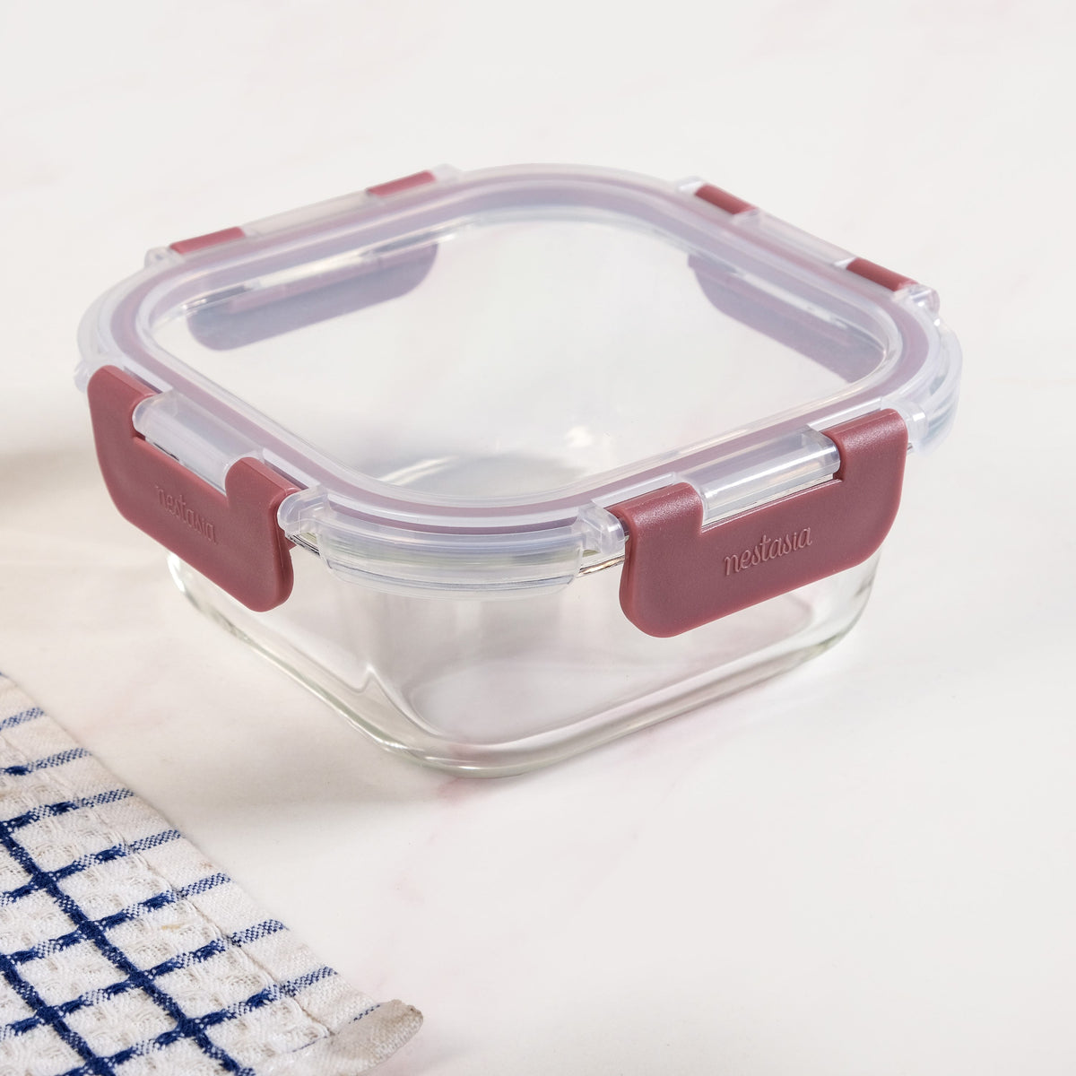 Nestro Airtight Food Storage Containers Square Set Of 3 Magenta 160ml 300ml 500ml