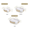 Nestro Microwave Safe Airtight Storage Box Set Of 3 Beige S 185ml M 370ml L 600ml