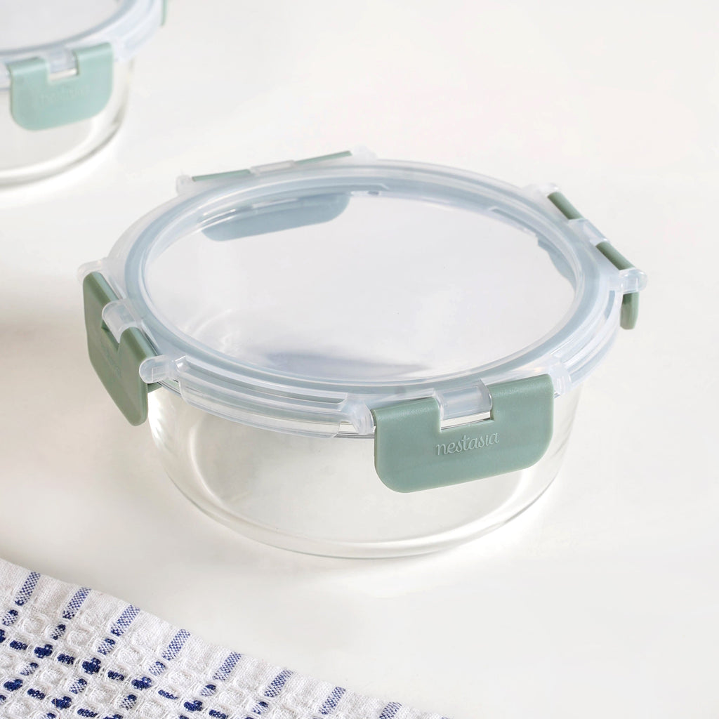 Nestro Pro Airtight Food Containers Set Of 3 Round Sage Green 215ml 400ml 600ml