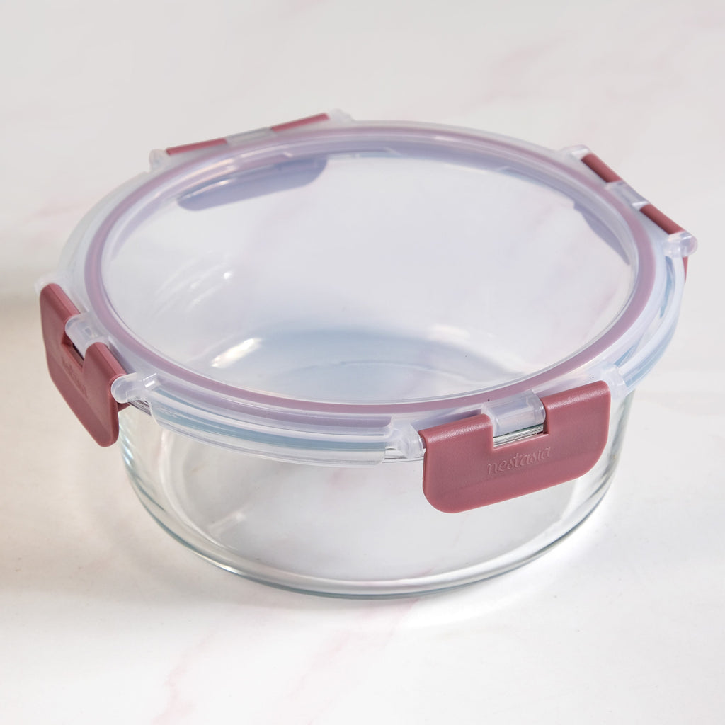 Nestro Pro Clip Lock Leakproof Containers Set Of 3 Round Magenta 400ml 600ml 950ml