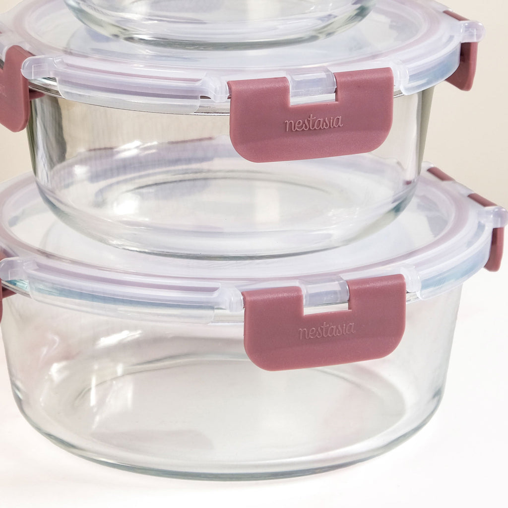 Nestro Pro Airtight Containers Set Of 3 Round Magenta 215ml 400ml 600ml