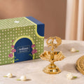 Ornate Peacock Pure Brass Panchmukhi Diya In Gift Box