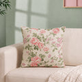 Peony Garden Embroidered Cotton Cushion Cover 40x40cm