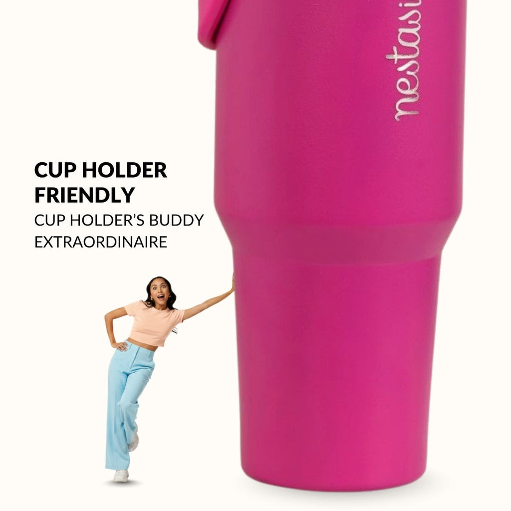 PickSip 40 Insulated Tumbler With Top Handle Electric Fuchsia Pink 1200ml