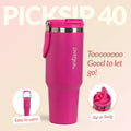 PickSip 40 Insulated Tumbler With Top Handle Electric Fuchsia Pink 1200ml
