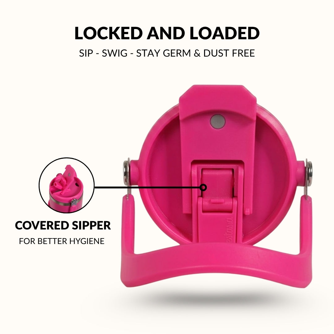 PickSip 40 Insulated Tumbler With Top Handle Electric Fuchsia Pink 1200ml
