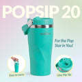 PopSip 20 Tumbler With Top Handle Aqua Splash 600ml