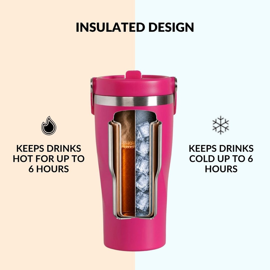 PopSip 20 Tumbler With Top Handle Electric Fuchsia Pink 600ml