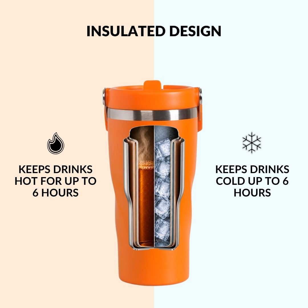 PopSip 20 Tumbler With Top Handle Tangerine Pop 600ml
