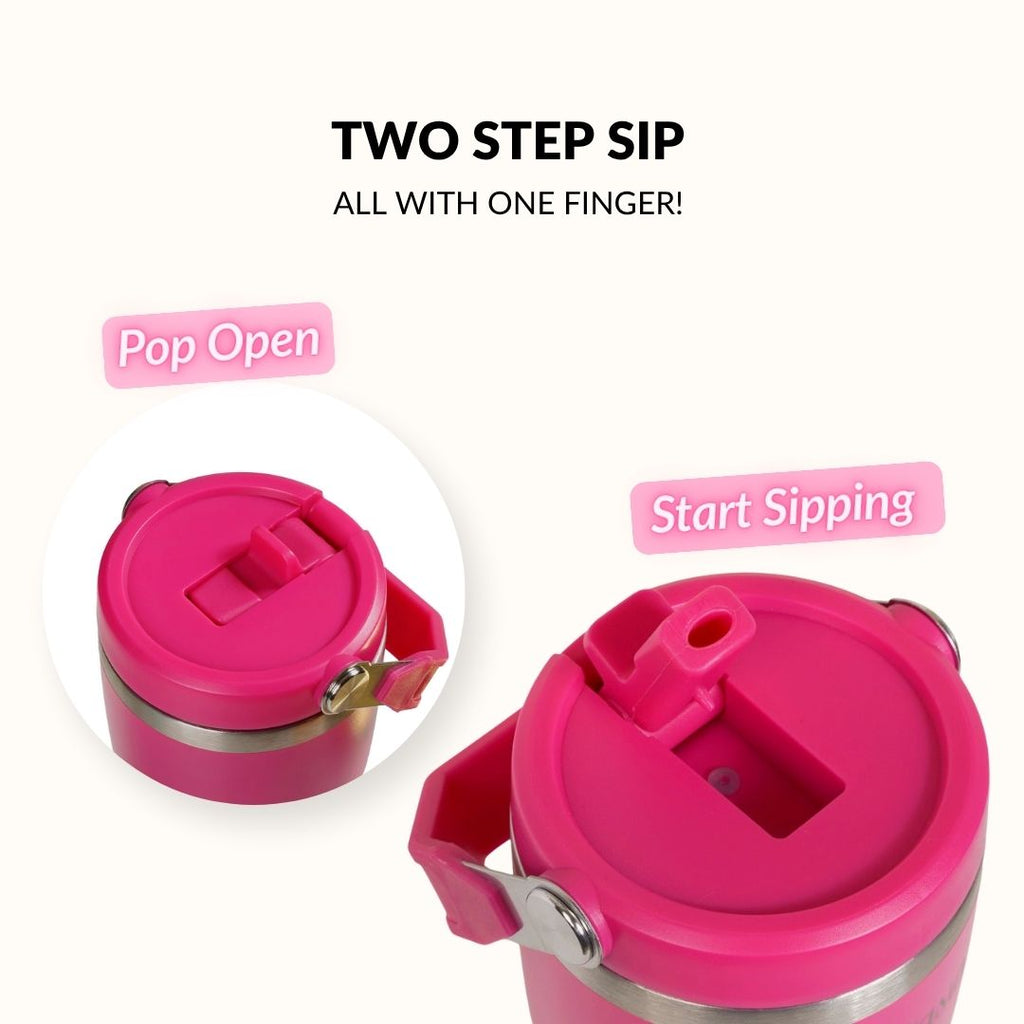 PopSip 20 Tumbler With Top Handle Electric Fuchsia Pink 600ml