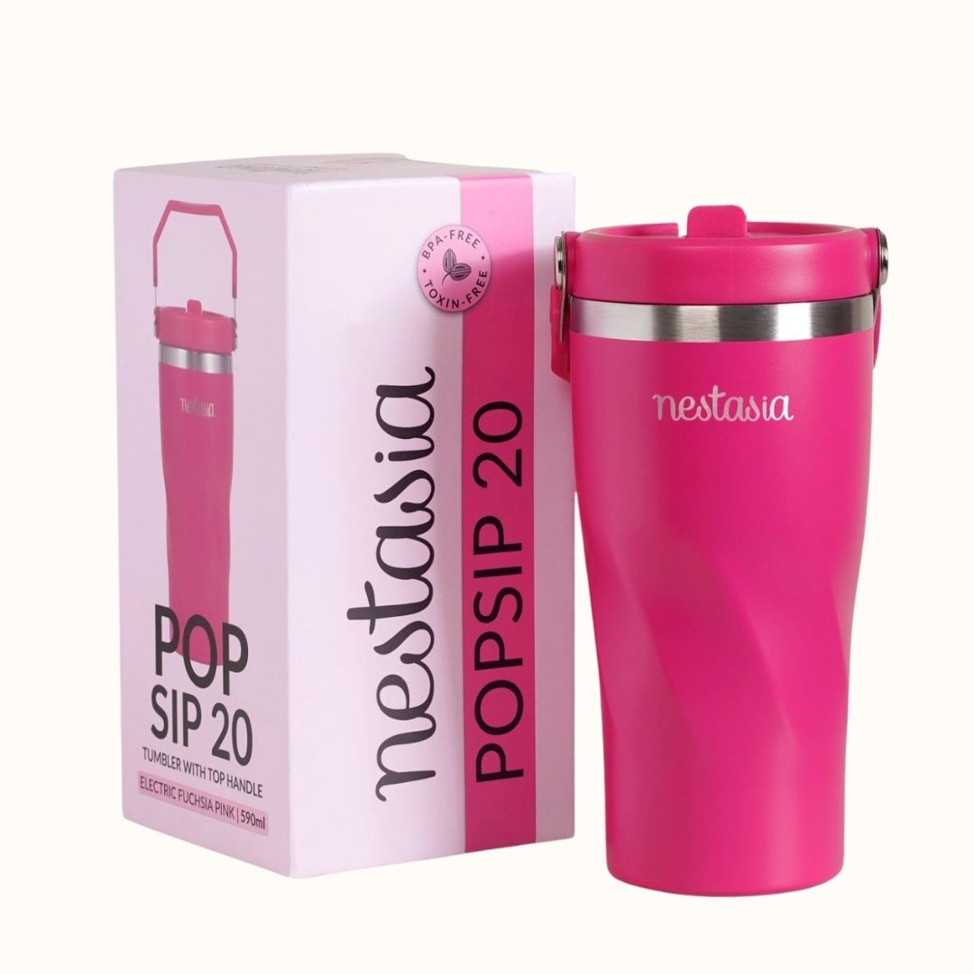 PopSip 20 Tumbler With Top Handle Electric Fuchsia Pink 600ml