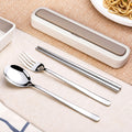 Portable Stainless Steel Picnic Cutlery Set With Box Grey