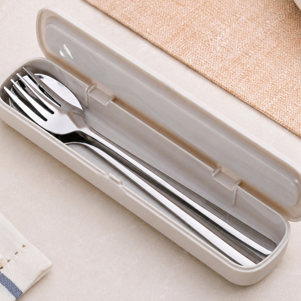 Portable Stainless Steel Picnic Cutlery Set With Box Grey