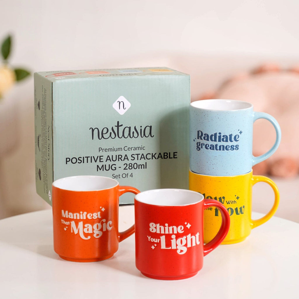 Positive Affirmation Stackable Mugs Set Of 4 280ml
