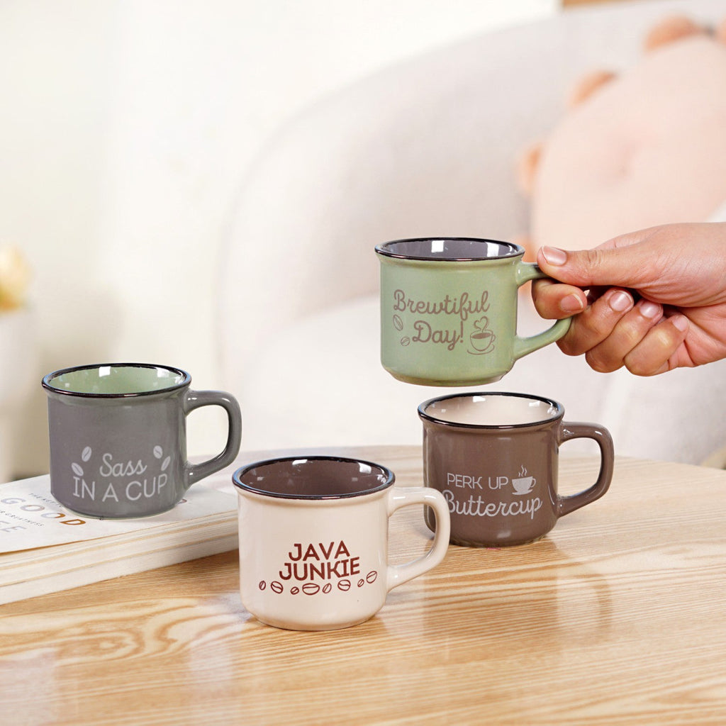 Quirky Quotes Coffee Mugs Set Of 4 170ml