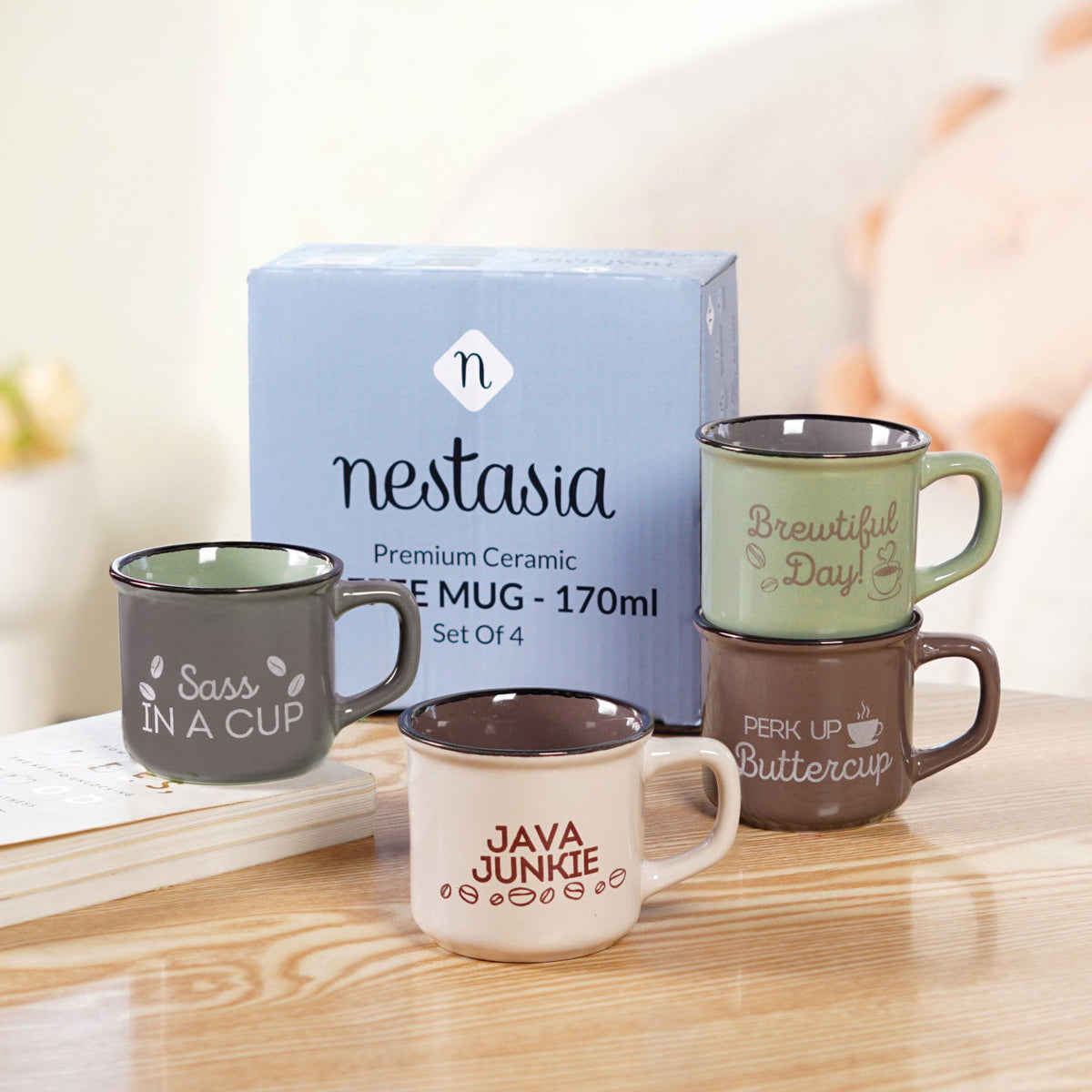 Quirky Quotes Coffee Mugs Set Of 4 170ml