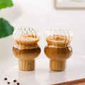 Reeded Latte Glass Cup Set Of 2 600ml
