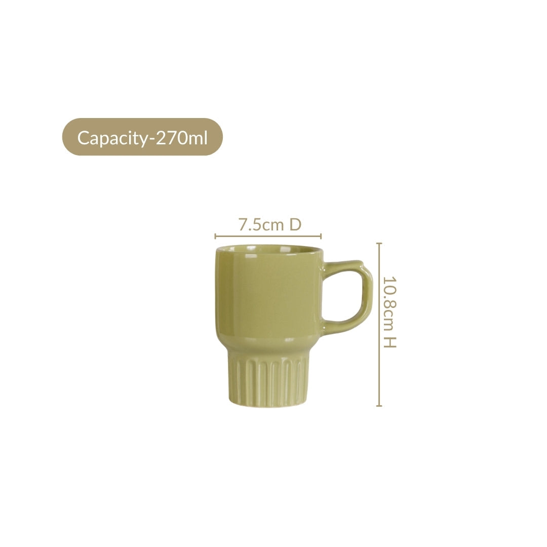 Ribelle Ceramic Stackable Mug Set Of 4 Olive Green 270ml