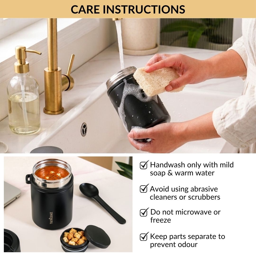 AMPM Portable Jar With Food Box Black 460ml