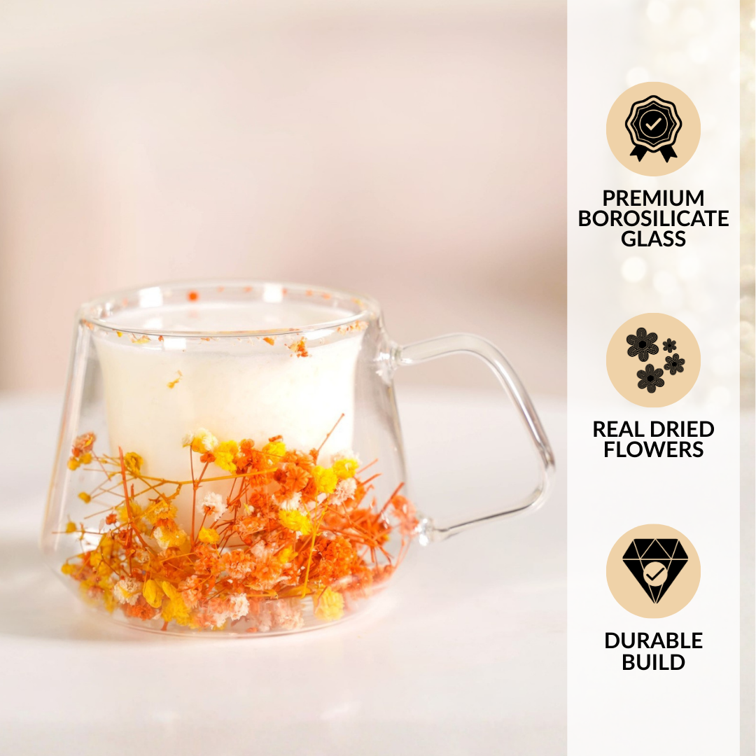 Spring Bloom Double Walled Coffee Mug Set Of 2 180ml