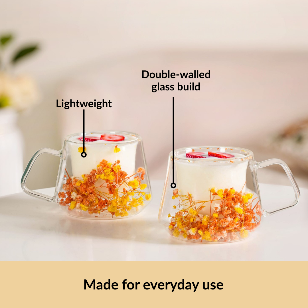 Spring Bloom Double Walled Coffee Mug Set Of 2 180ml
