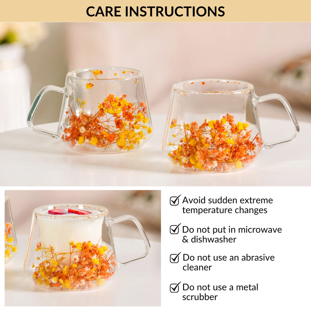 Spring Bloom Double Walled Coffee Mug Set Of 2 180ml
