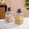 Set Of 2 Glass Storage Container with Ceramic Bird Lid 1500ml