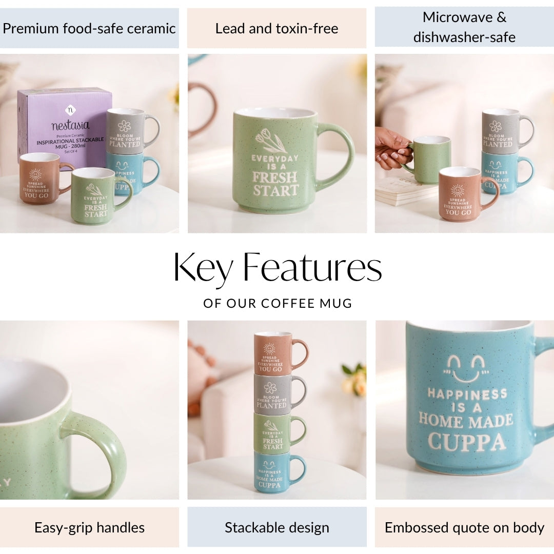 Inspiring Stackable Mug Set Of 4 280ml