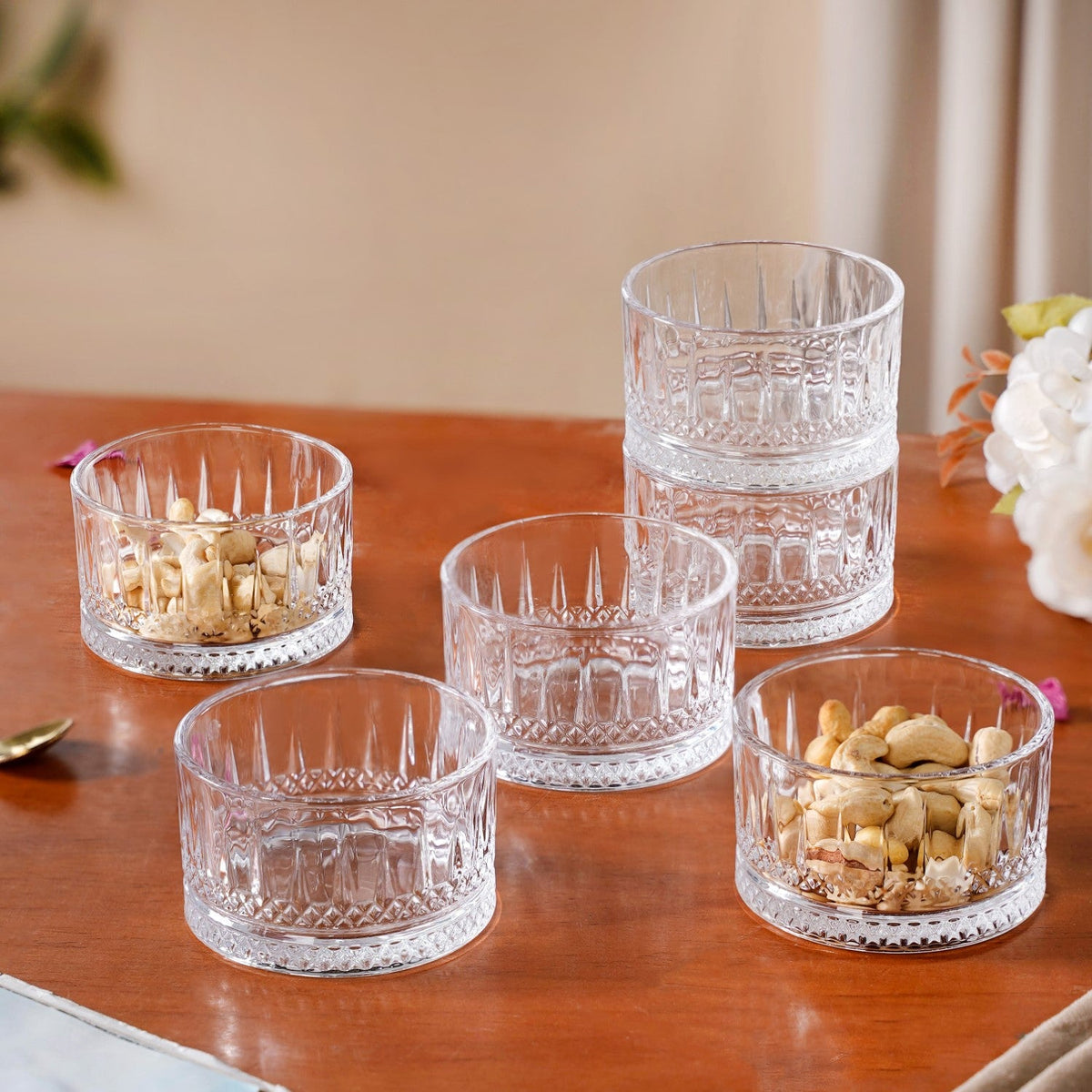 Set Of 6 Small Snack Bowls Glass 220ml