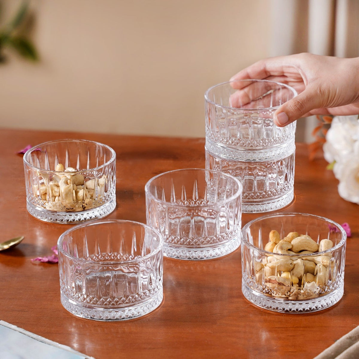 Set Of 6 Small Snack Bowls Glass 220ml