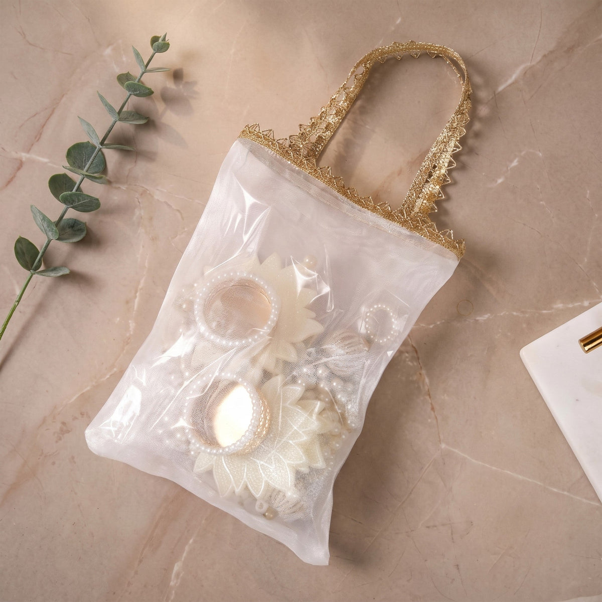 Pearl Shub Labh Wall Hanging With Tealight Set Of 4 In Gift Bag