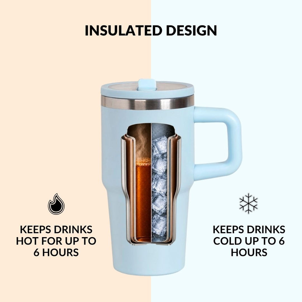SipStar Tumbler With Side Handle Frosted Sky Blue 650ml