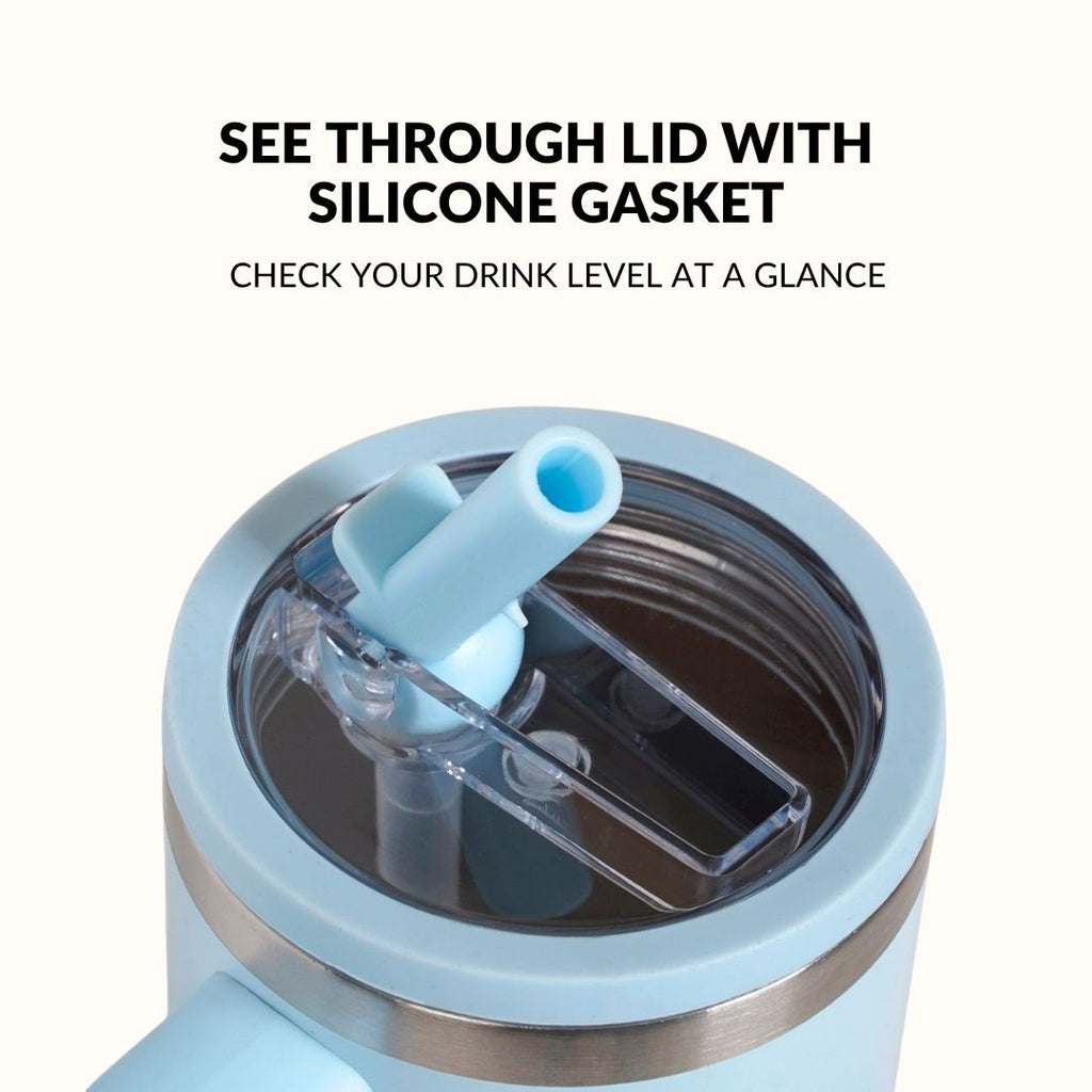 SipStar Tumbler With Side Handle Frosted Sky Blue 650ml
