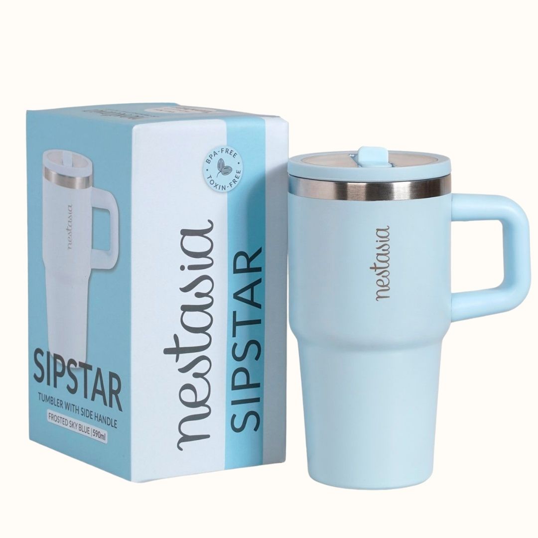 SipStar Tumbler With Side Handle Frosted Sky Blue 650ml