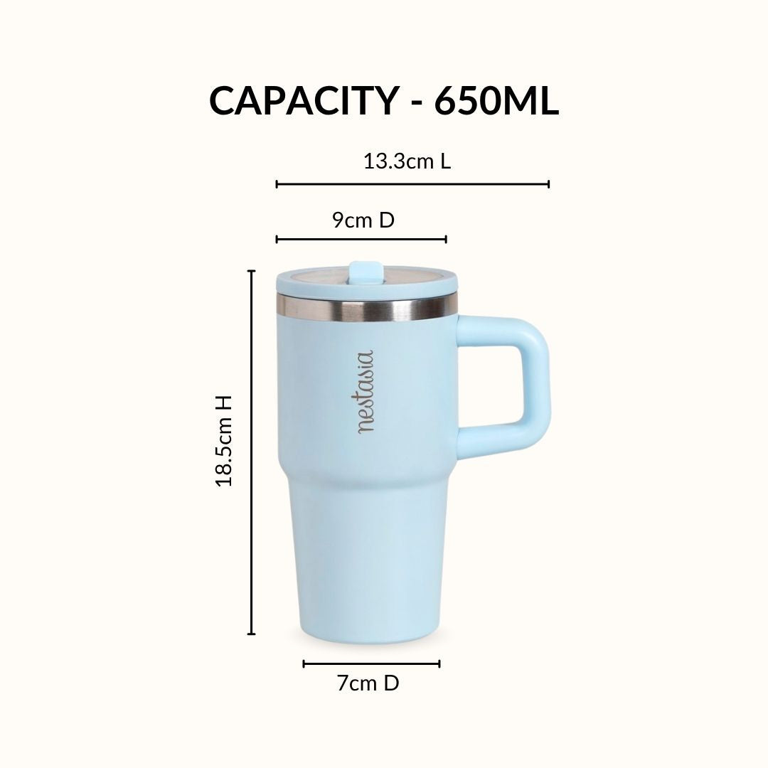 SipStar Tumbler With Side Handle Frosted Sky Blue 650ml