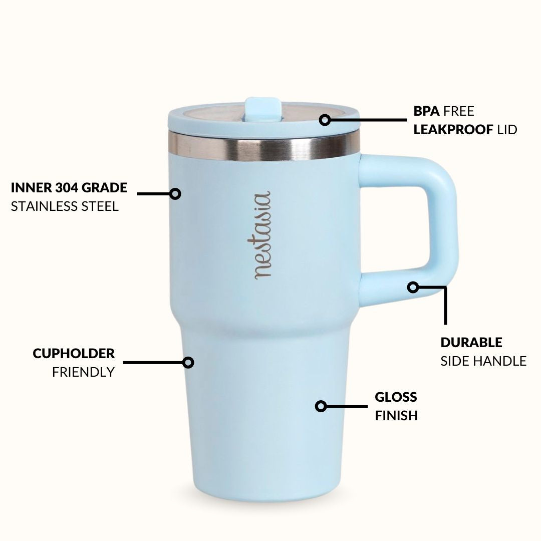 SipStar Tumbler With Side Handle Frosted Sky Blue 650ml