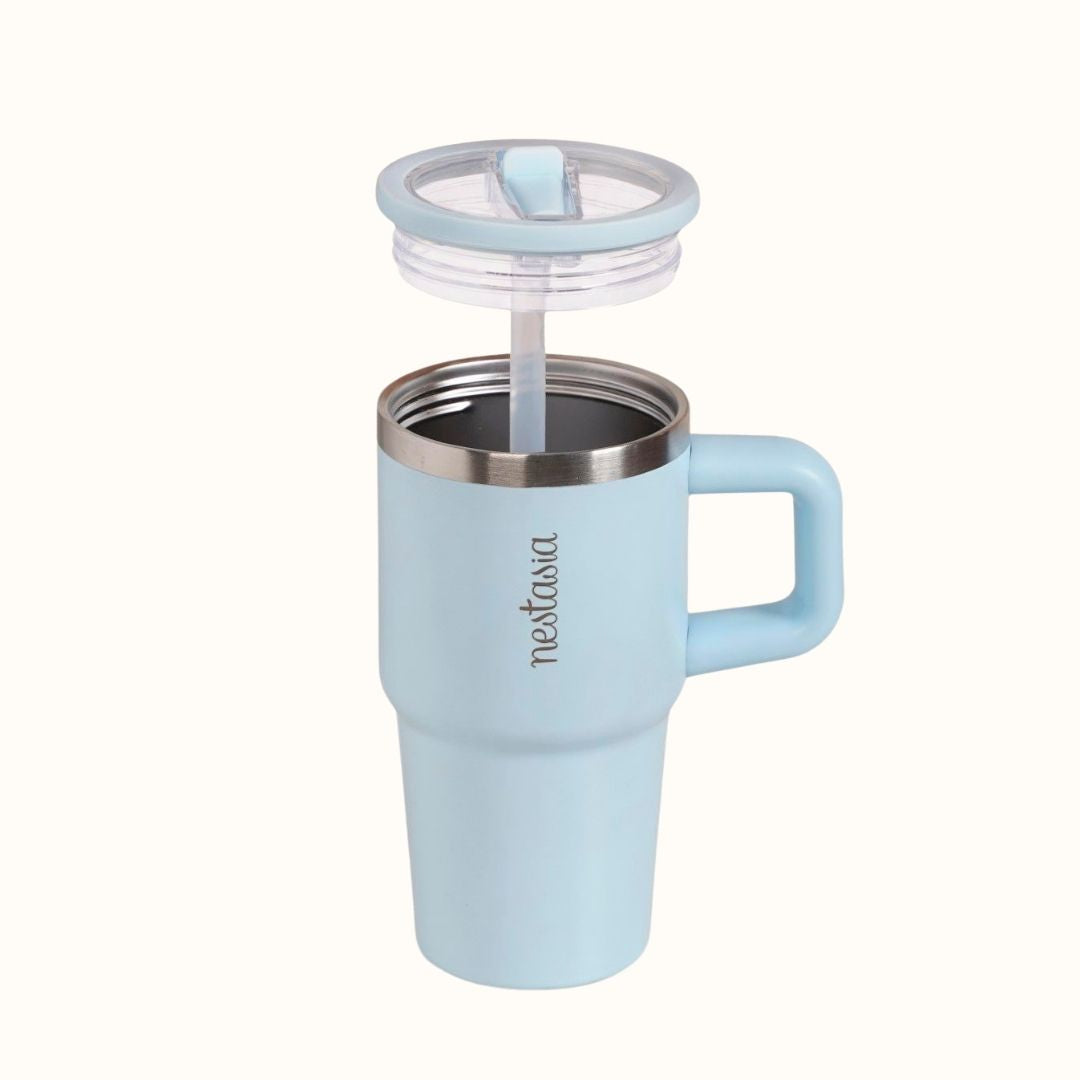 SipStar Tumbler With Side Handle Frosted Sky Blue 650ml