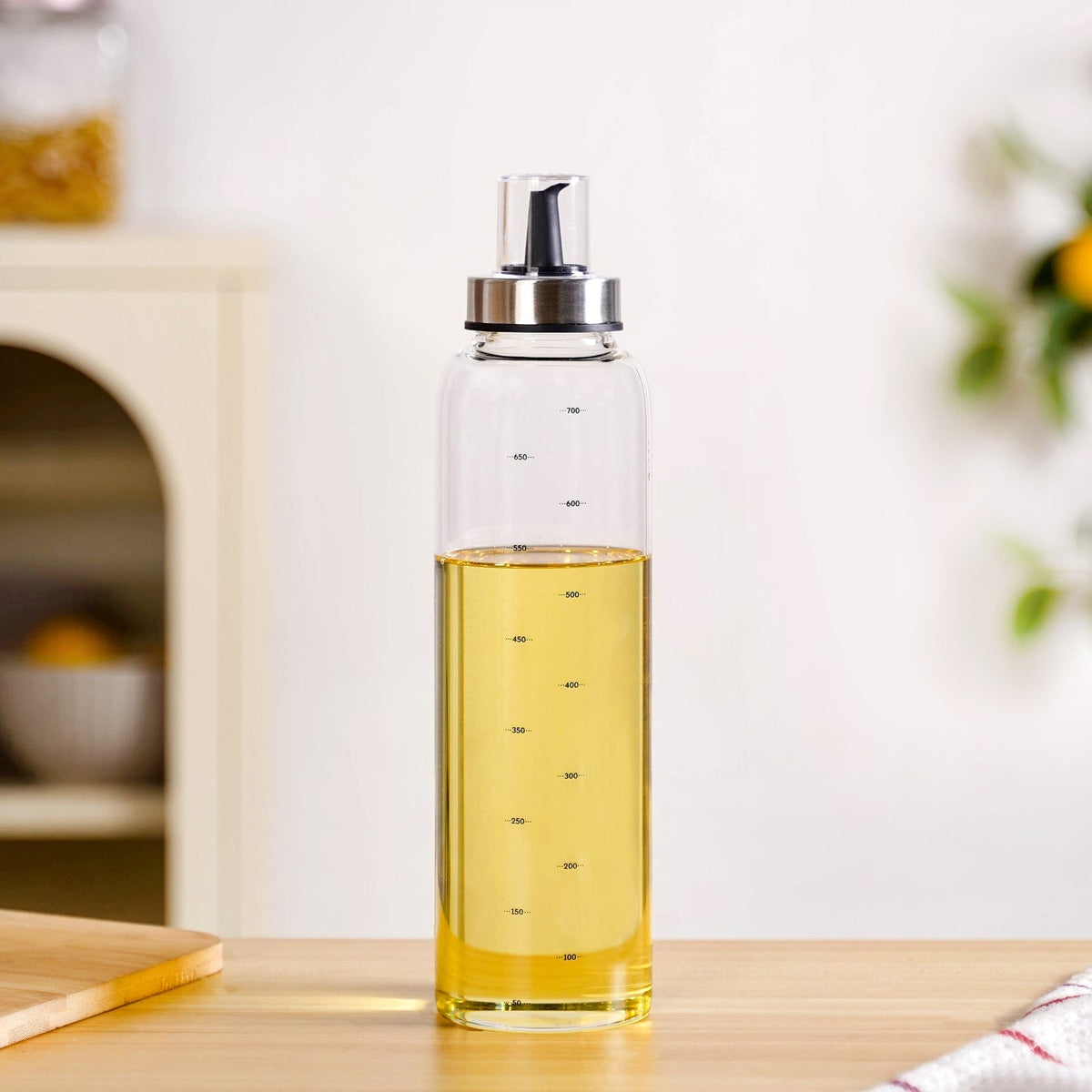 Smart Pour Glass Oil And Vinegar Bottle With Stainless Steel Lid 750ml