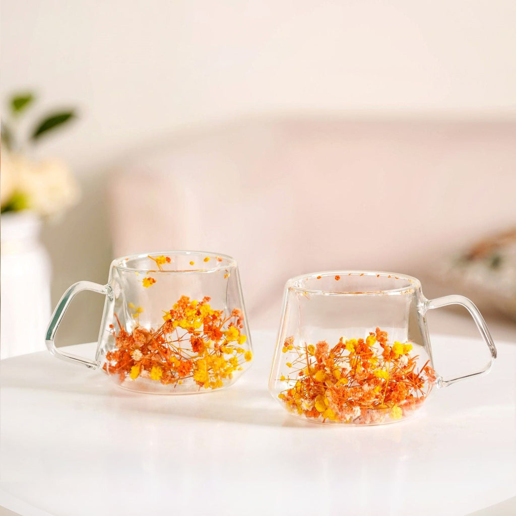 Spring Bloom Double Walled Coffee Mug Set Of 2 180ml